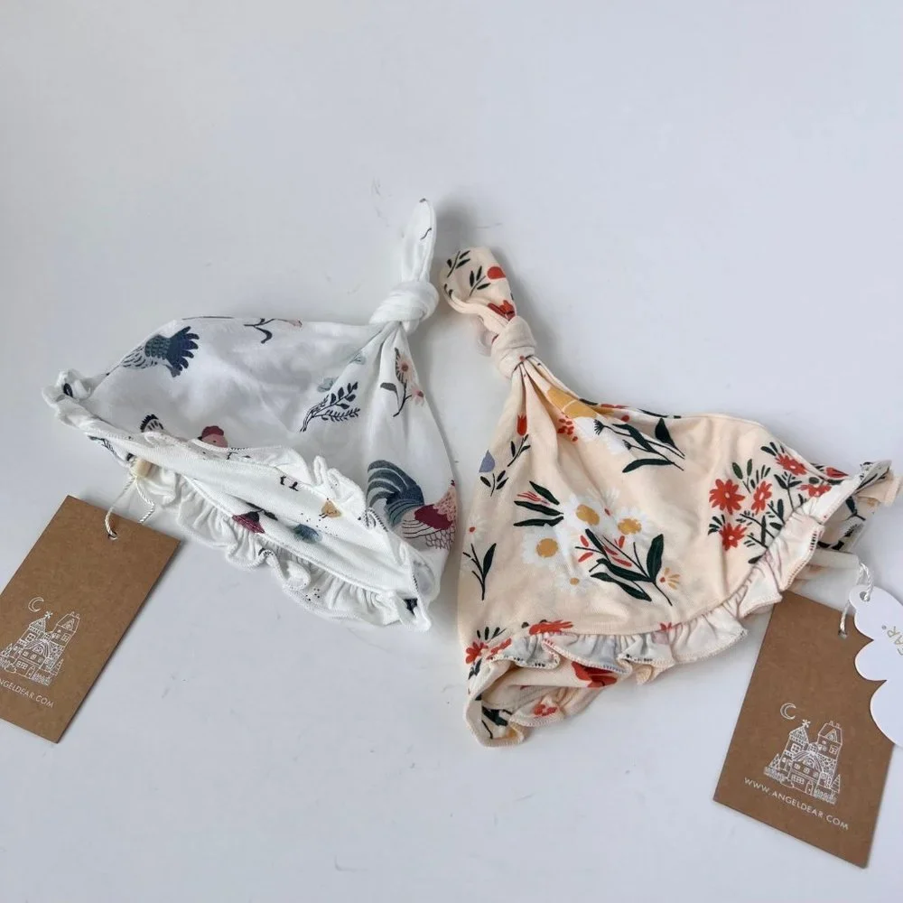 Angel Dear Chicken Print and Floral Hats Bundle